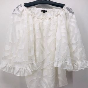 ALBERTO MAKALI WHITE FLUTTED SLEEVE BLOUSE